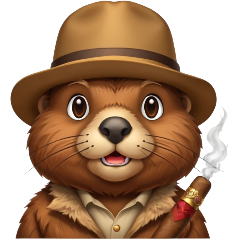 beaver head relaxed expression smoking cigar emoji