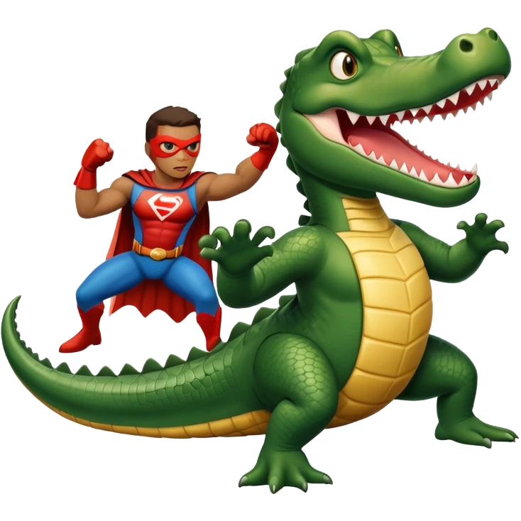 Super hero fighting aligator  emoji