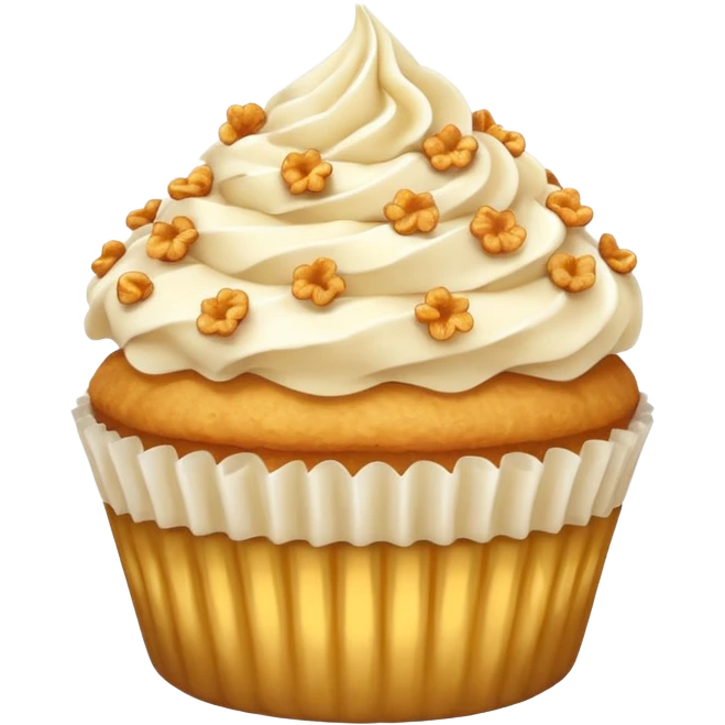 Vanilla cupcake with fried cereal flakes on top emoji