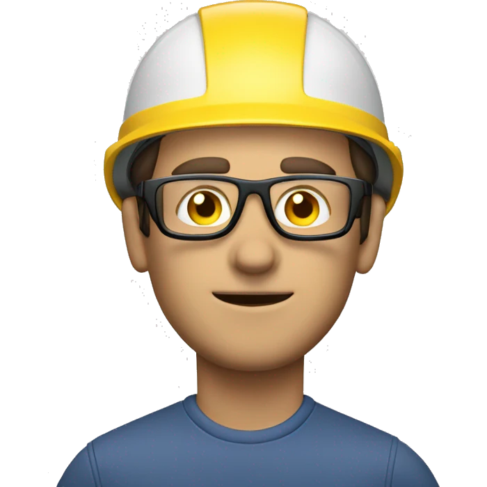 Caucasian man wearing safety helmet, glases and earplugs emoji