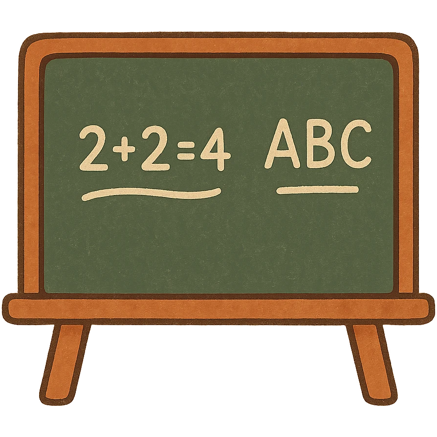 chalkboard with writing, green and white, educational vibe emoji