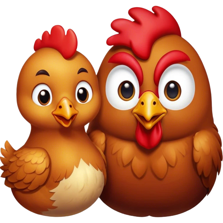 Chicken and rooster in love  emoji