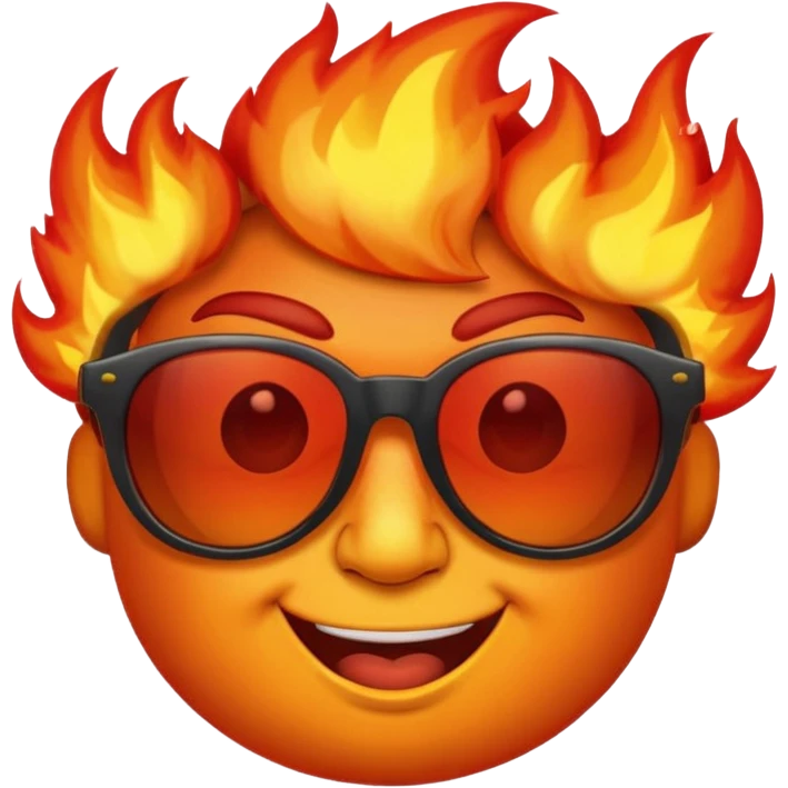 fire face wearing sunglasses with a smirk emoji