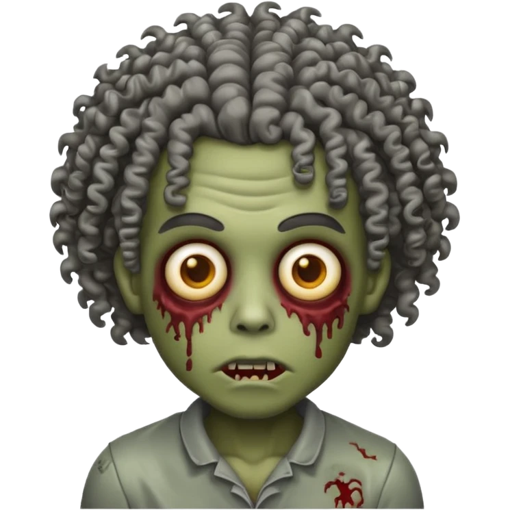 make the iphone zombie emoji and make it lightskin and give it curly hair and make it super realistic like the iphone emoji 🧟 emoji