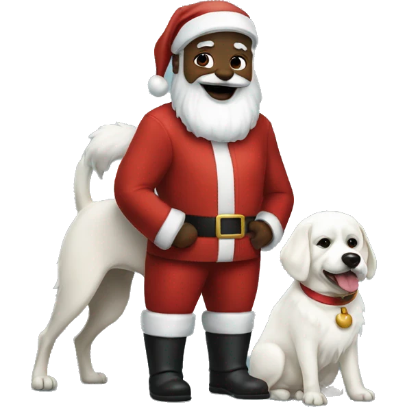 Black Santa with a white pooch emoji