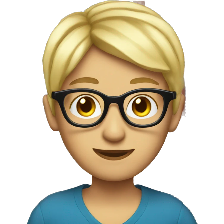 classic emoji Teacher with books glasses blonde pixie haircut blue eyes casual emoji