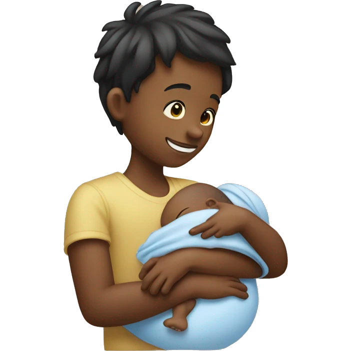 A little  boy holding a new born girl child emoji
