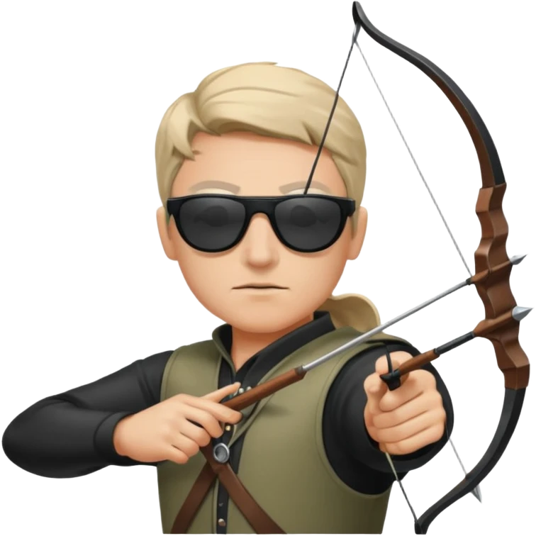 Blind archer aiming show black shades on the archer emoji