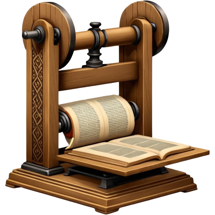 Gutenberg printing press, movable type books emoji