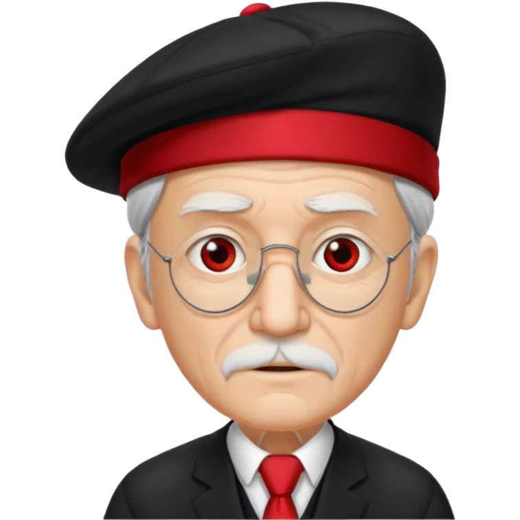 black suited old man with red fes hat and eye pach emoji