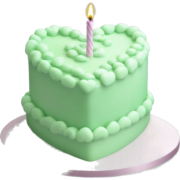 Pastel green heart shaped birthday cake  emoji