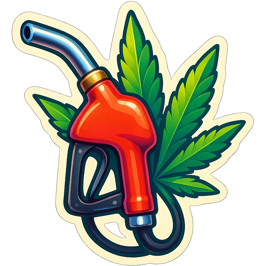 gas pump handle with cannabis leaf emoji