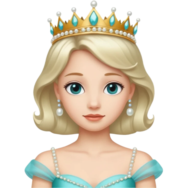 Princess – pearl tiara + aqua dress. emoji