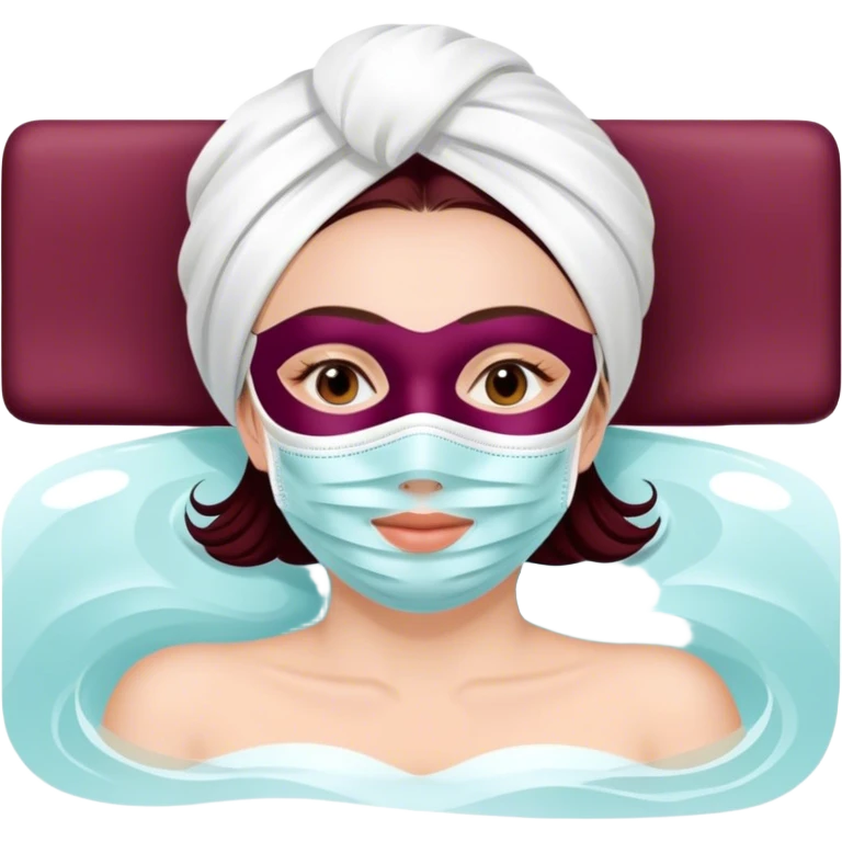 Lady with face mask spa beauty full face relaxing Burgundy emoji