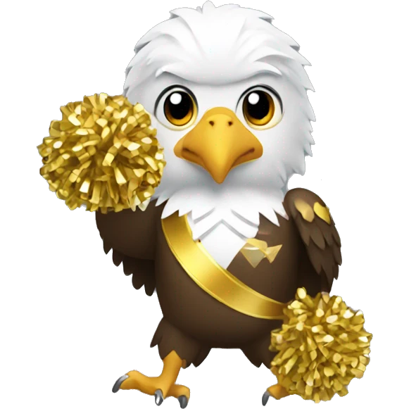 eagle holding gold cheerleading pom poms emoji