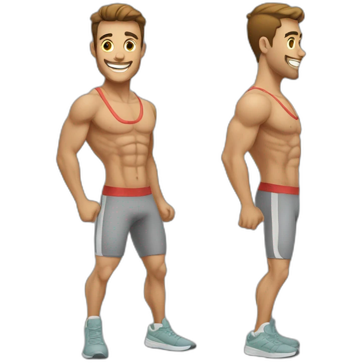 with smiling guy workout in gym emoji