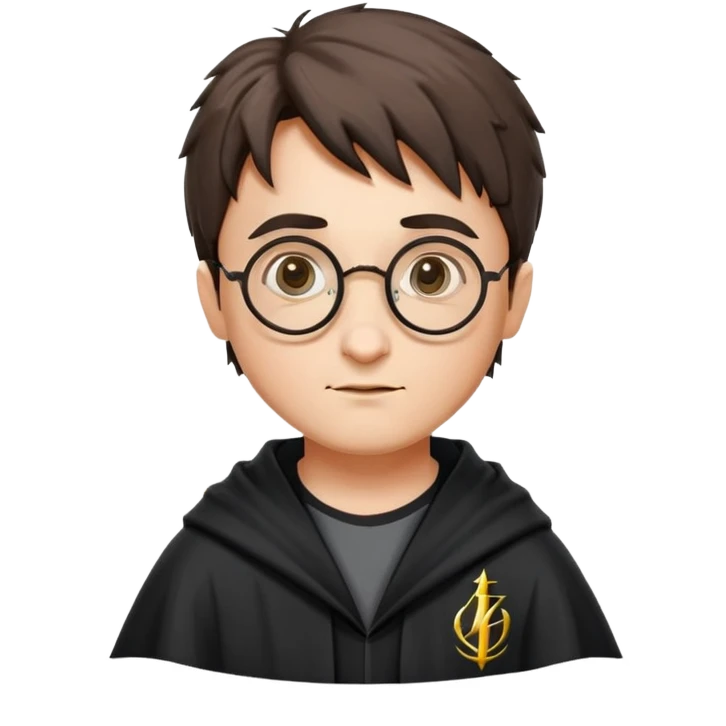 Harry Potter with round glasses, lightning scar, and wizard robes emoji