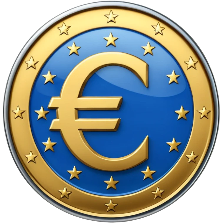 Transparent blue euro coin emoji