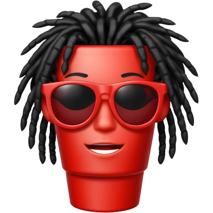 Red plastic cup with black dreads and sunglasses emoji
