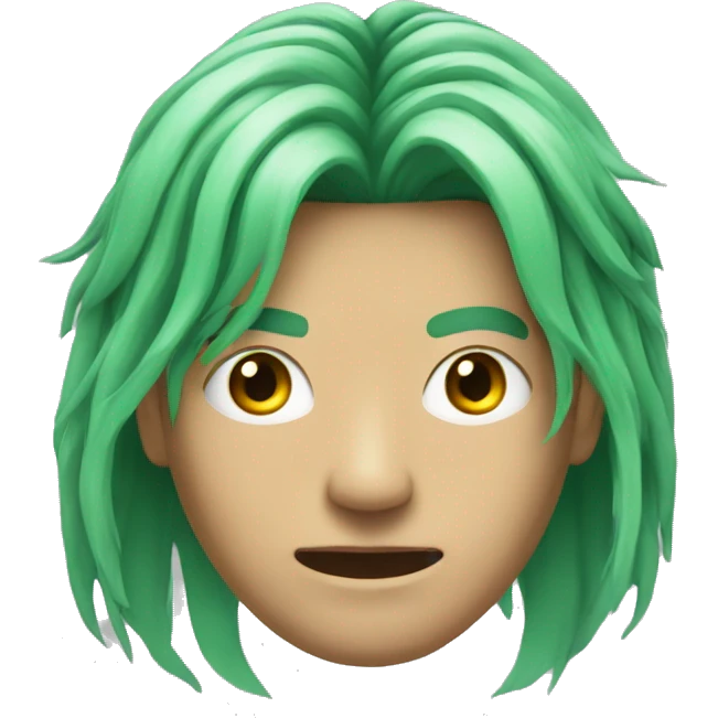 Head of Asian male cyborg with long green hair emoji