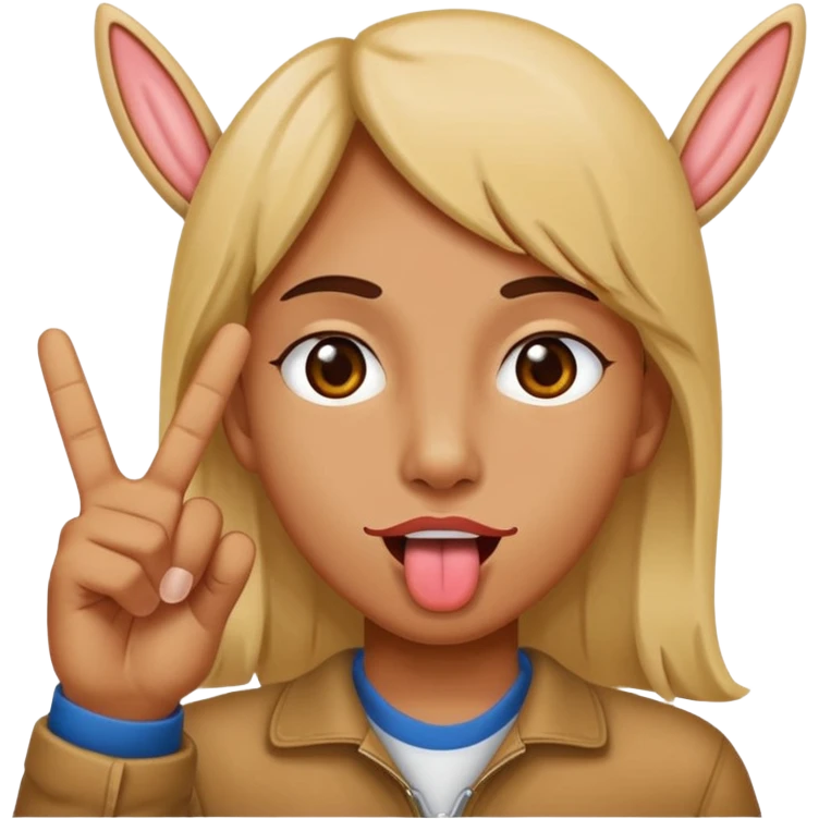 make a person with their going out doing the peace sign but with the tounge between their fingers emoji