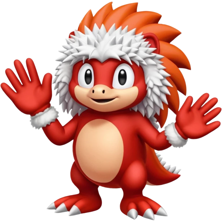 Sonic the hedgehogs friend knuckles a red animal with peach arms and white gloves emoji