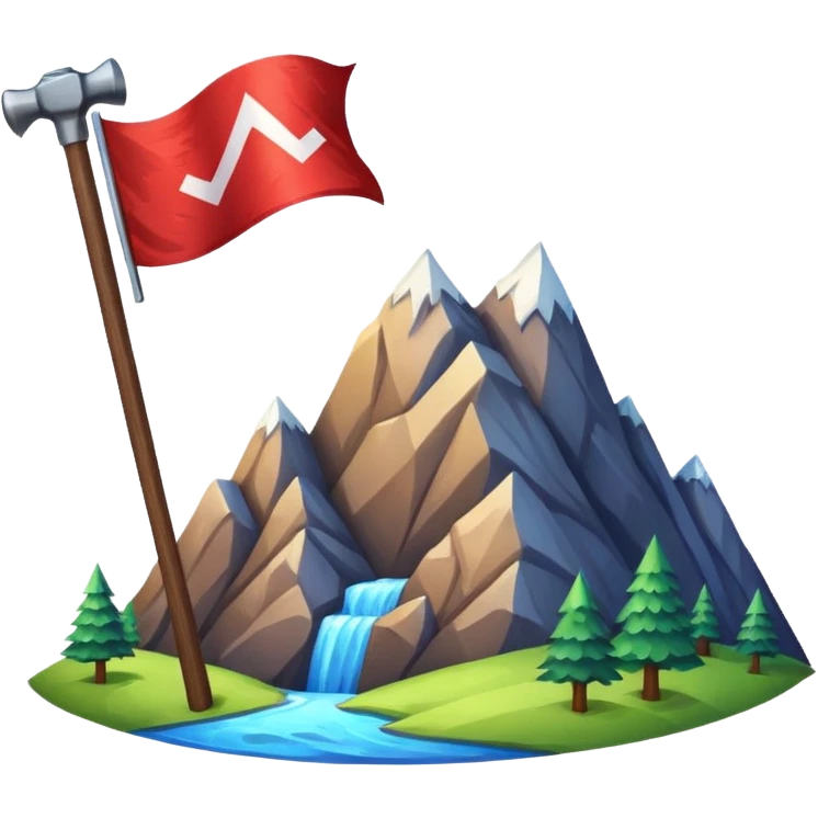 Flag depicting a mountain and a hammer emoji