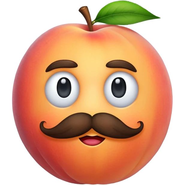 A peach with a mustache, without eyes emoji