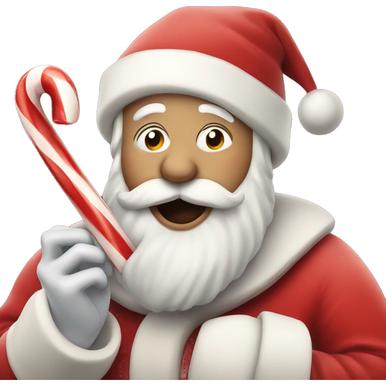 Santa eating a candy cane emoji