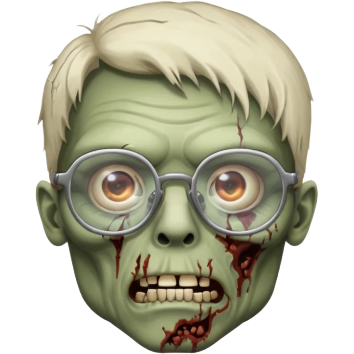 Zombie with big glasses more visible glasses, some difference between zombie and glasses, half body emoji