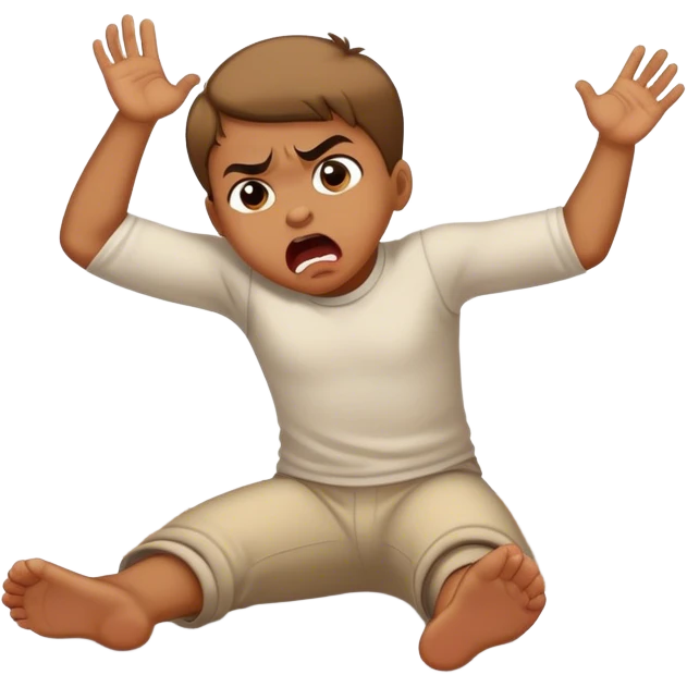 Kid throwing a temper tantrum on the floor emoji