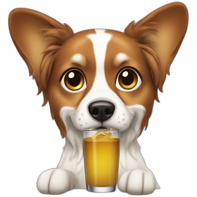 papilion dog drinking emoji
