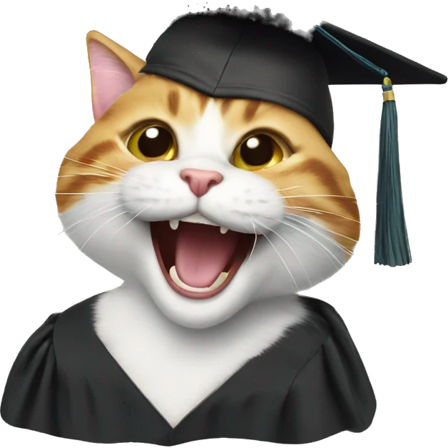 laughing cat with graduation cap on emoji