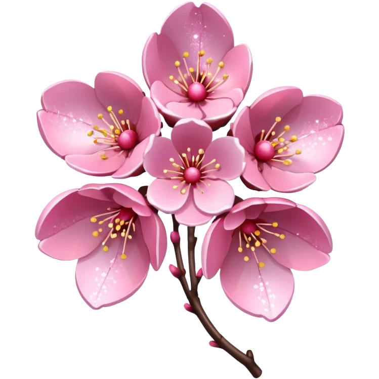 Stylized pink glitter cherry blossom flower (sakura) emoji