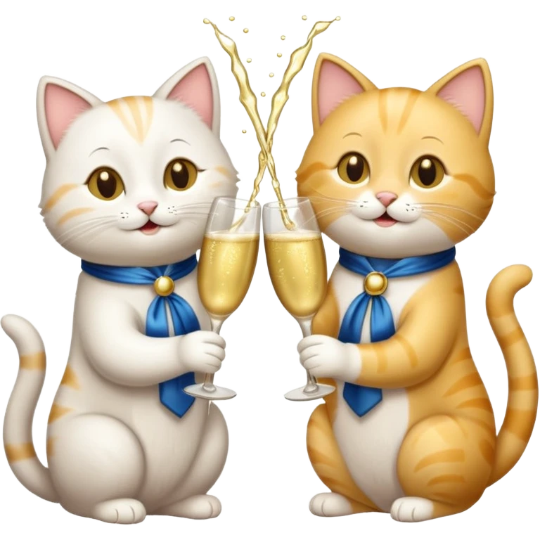 2 happy cats drinking champagne emoji