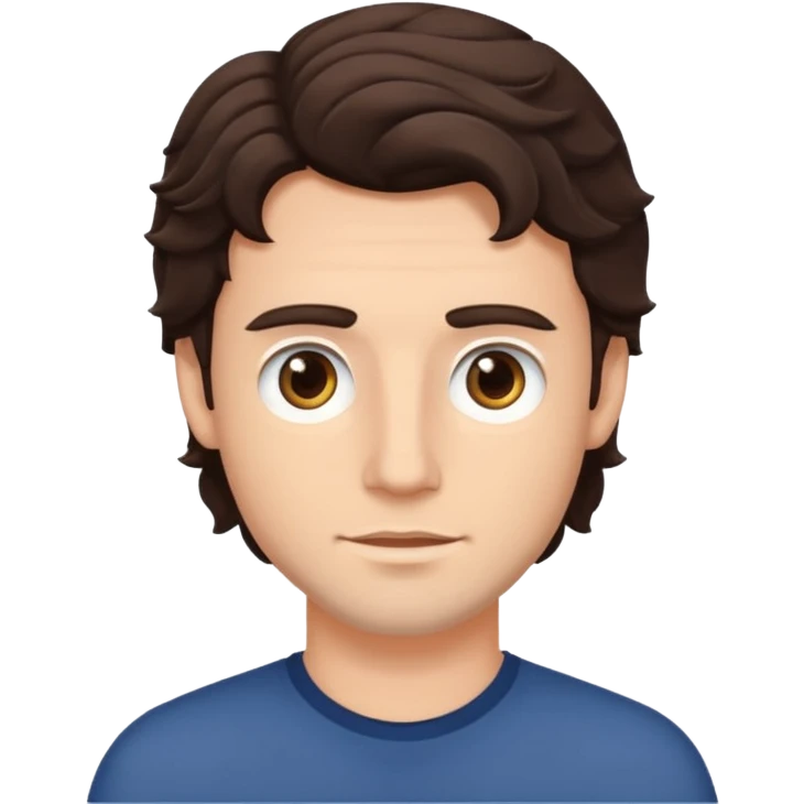 White guy, no beard, dark brown wavy hair and eyes emoji