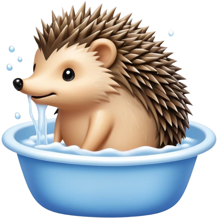 Hedgehog with bath emoji