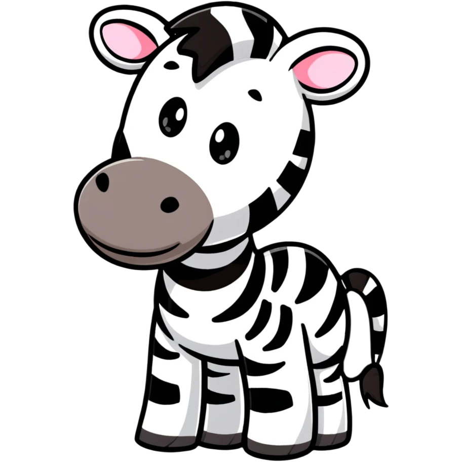 A full-body zebra standing and facing forward with a happy expression emoji