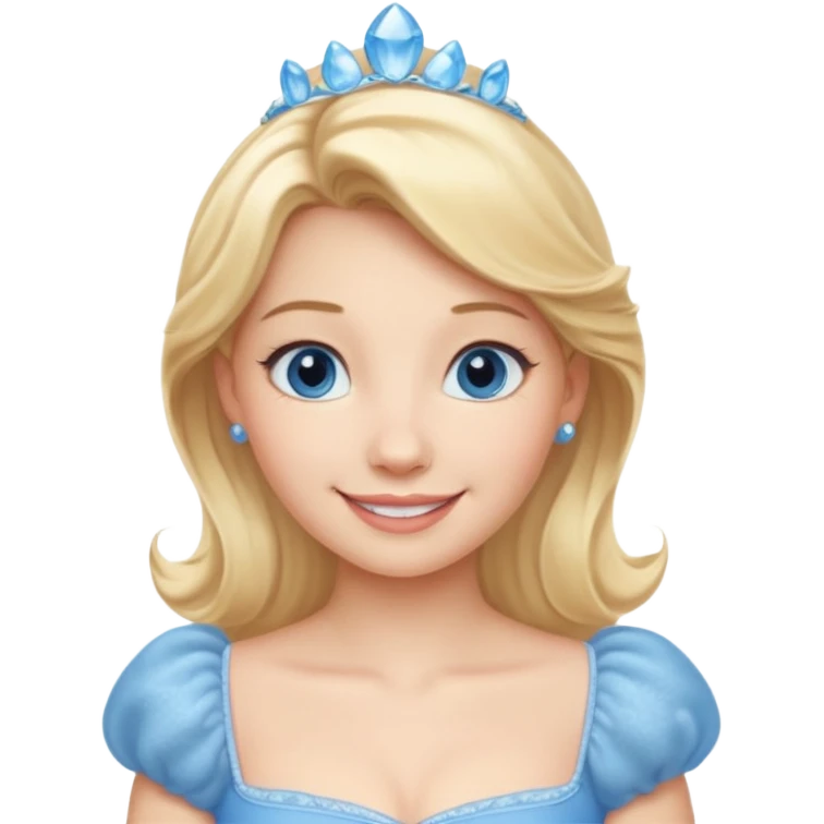 Cinderella with blonde hair, blue eyes, light blue outfit emoji
