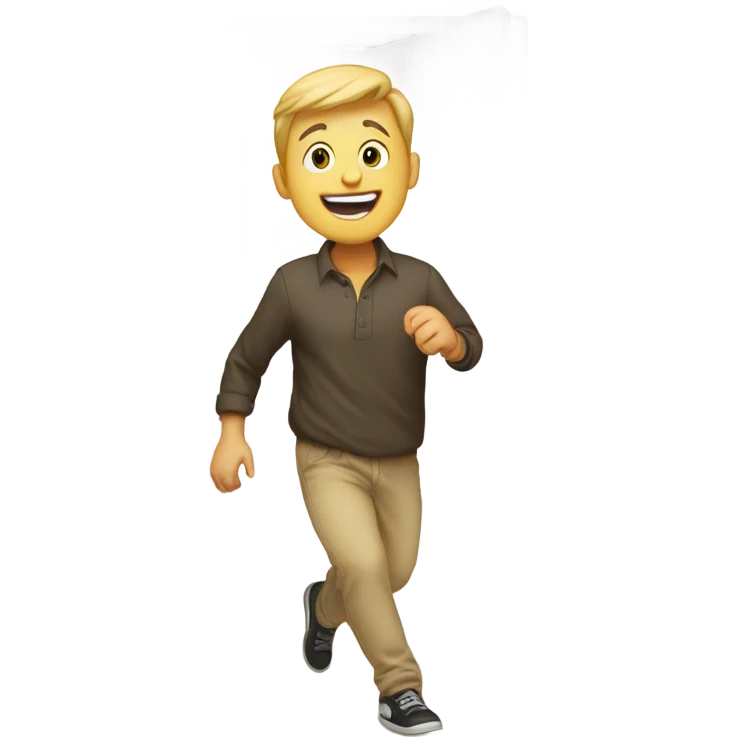 A white person getting out of the closet, with a happy face. emoji