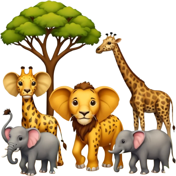 the big five - a lion, leopard, elephant, buffalo and giraffe emoji