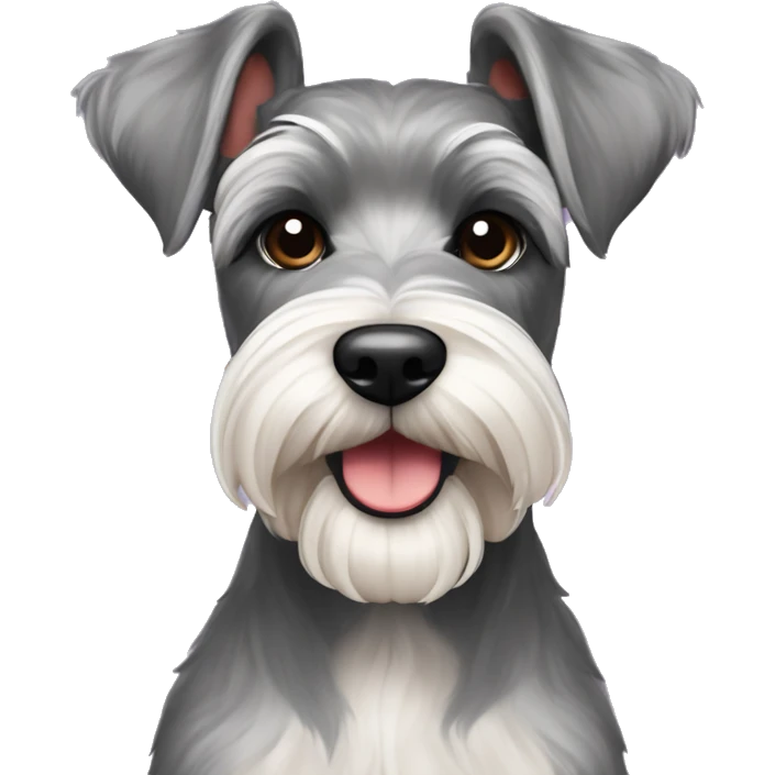 Perrito schnauzer color sal y pimienta con colita feliz emoji