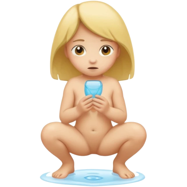 Child girl peeing naked squatting emoji