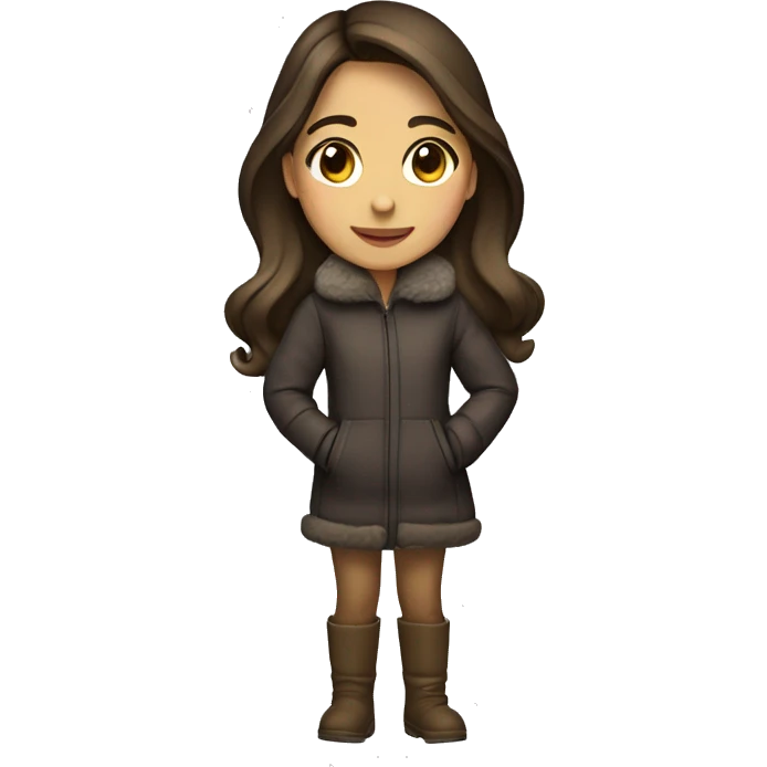 winter christmas coat, hispanic, long brown hair, girl, brown eyes, fair skin  emoji