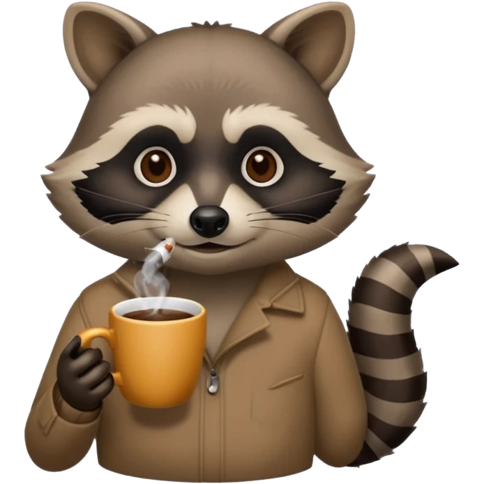 Raccoon sipping coffee and smoking a cigarette  emoji