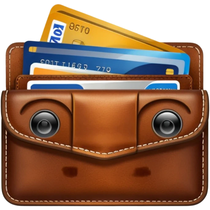 portefeuille marron avec quelques billets et carte bancaire emoji