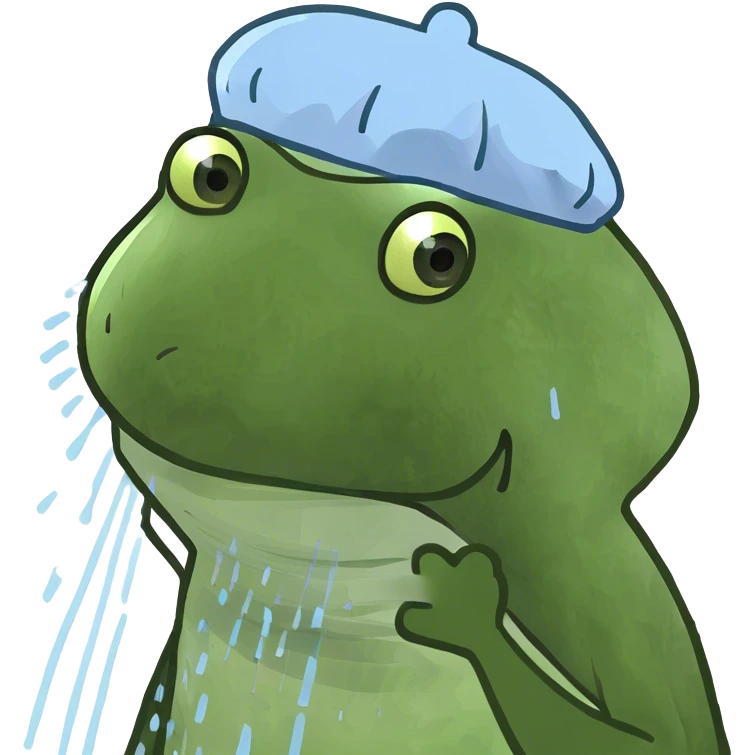 Froge in the shower emoji