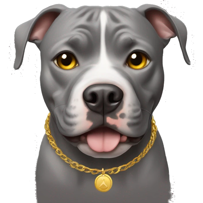 grey pitbull with gold eyes emoji