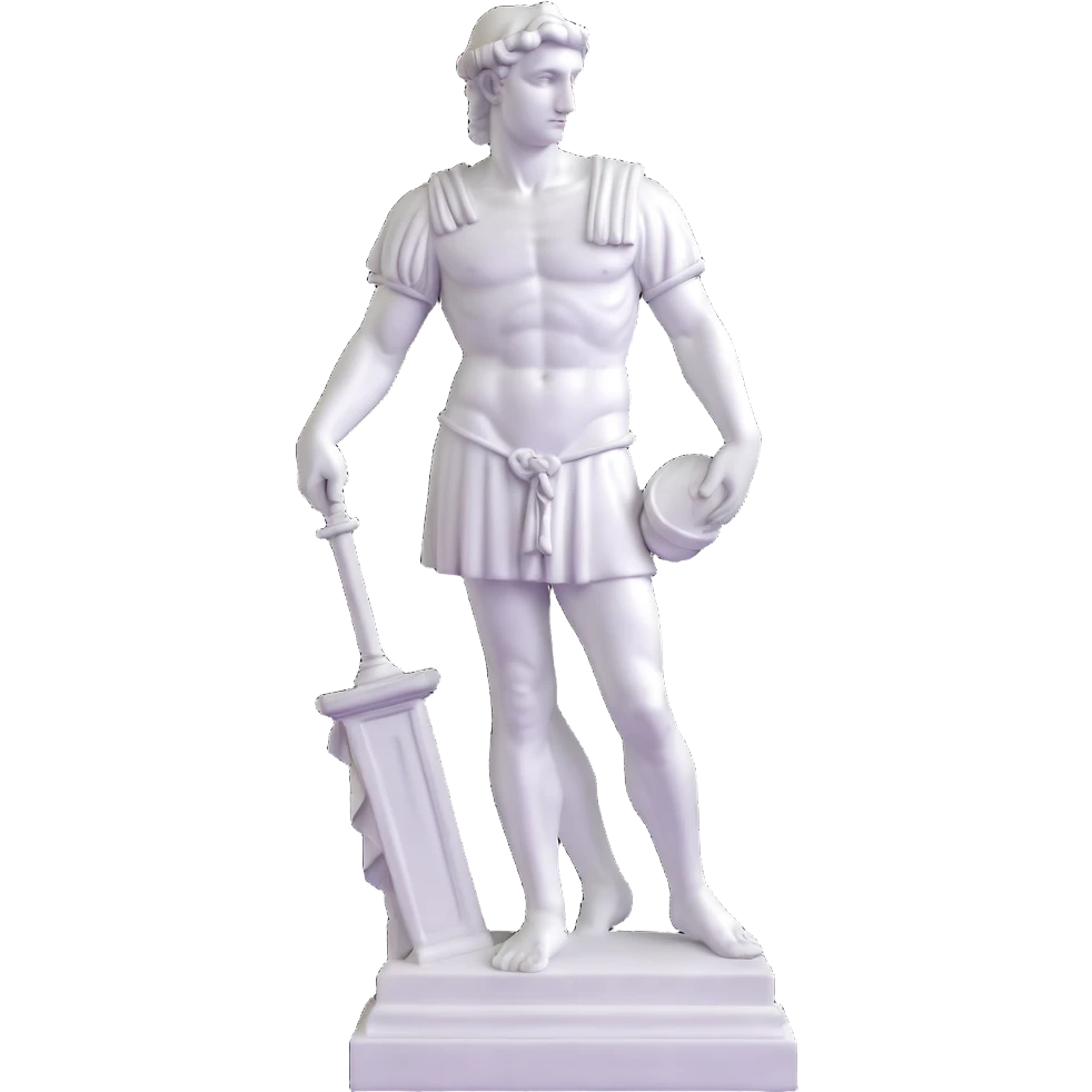 Full view of Michelangelo's David statue, Renaissance masterpiece, artistic stylized representation of the biblical hero emoji