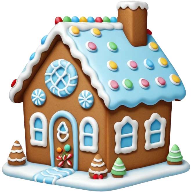 Light blue gingerbread house emoji